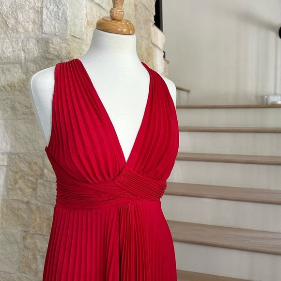 A.L.C. Everly Dress  Everly Dress Red Pleat US 8 - Picture 8 of 13